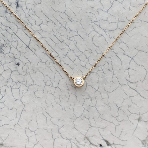 K18YG mini teacup diamond † necklace